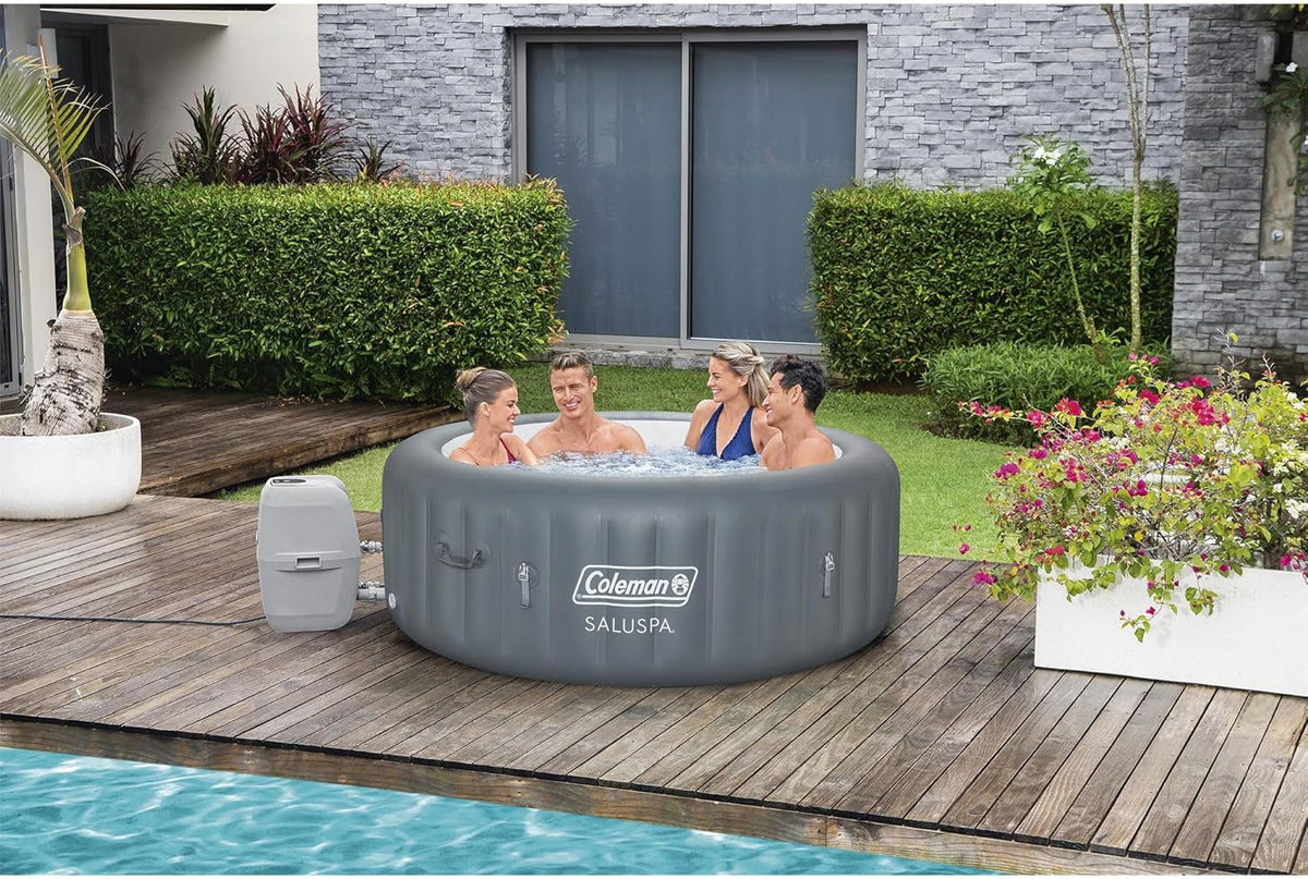 4 to 6 Person Inflatable Hot Tub with 140 AirJets and Insulated Cover Q371517