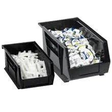 Plastic Stack & Hang Bin Boxes Black 6/Case K2018