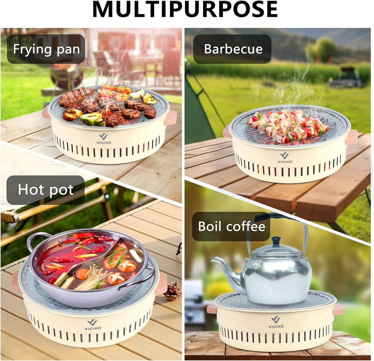 14inch Stainless Steel Charcoal Barbecue Grill with Folding Legs N49638