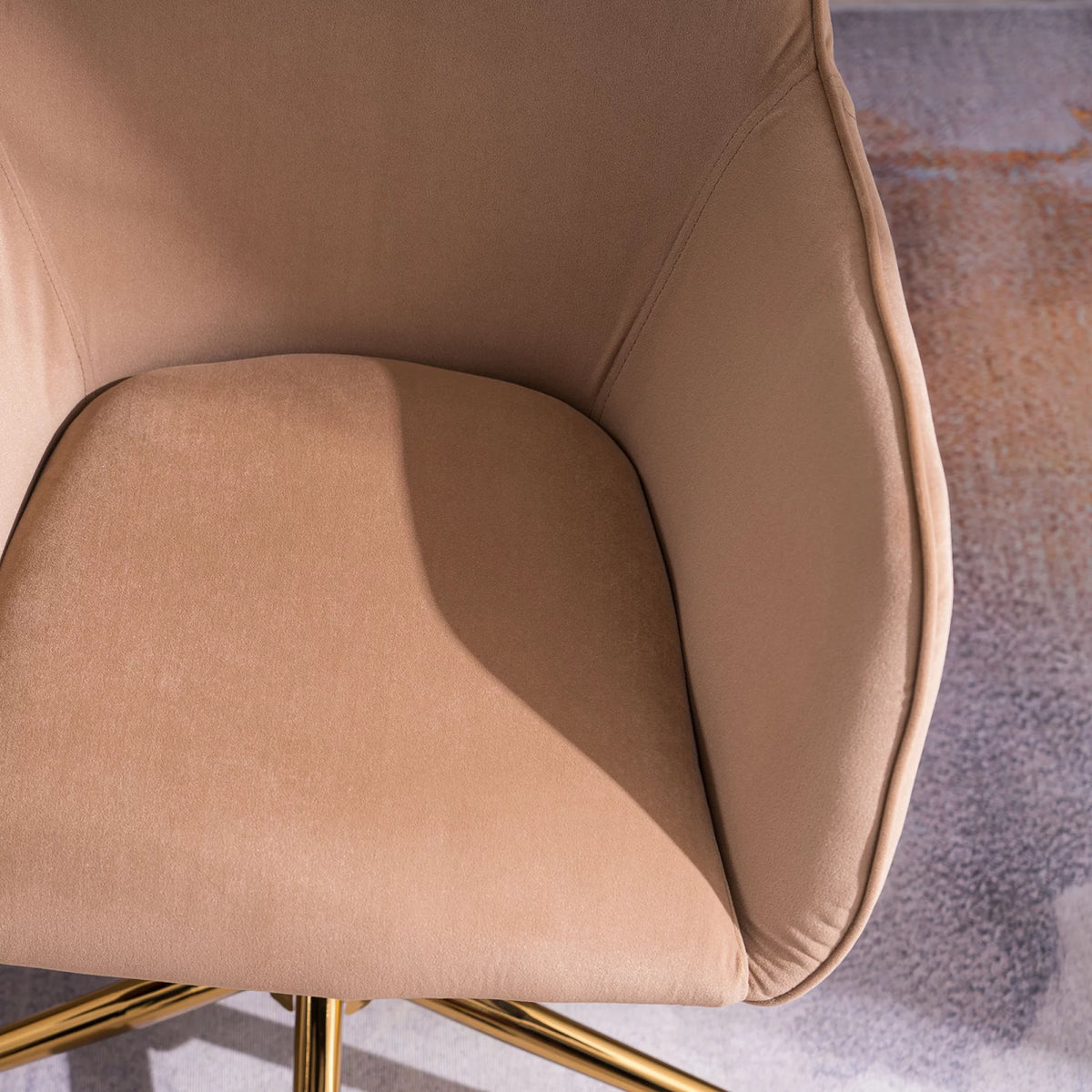 Velvet Adjustable Height Office Chair with Metal Legs and Wheels W620