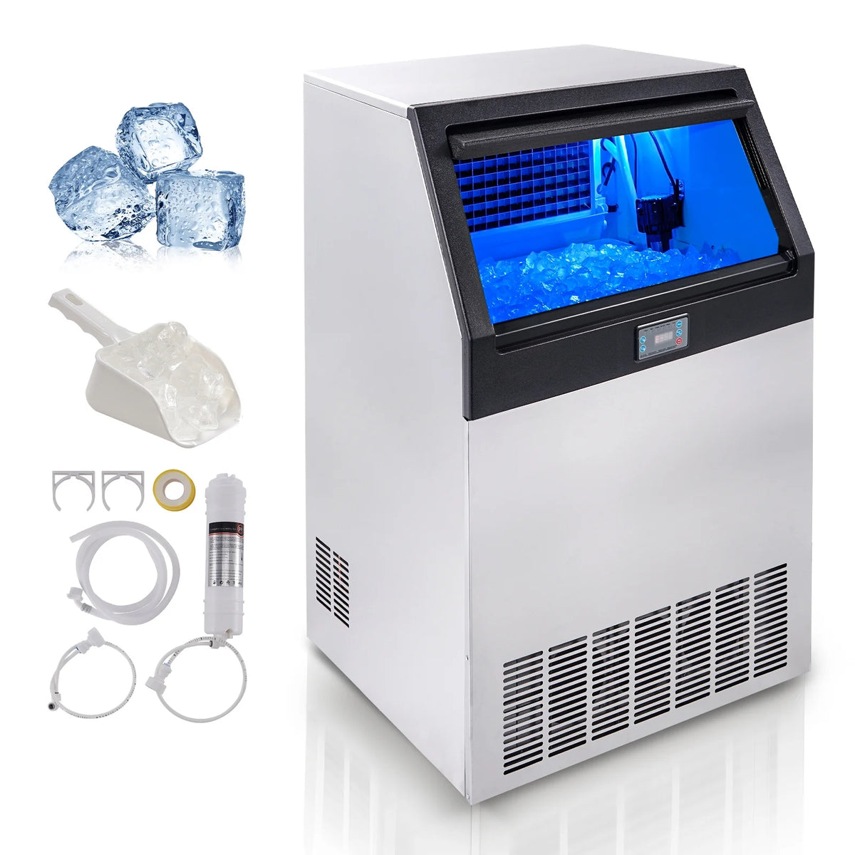 Commercial Ice Maker Freestanding Cabinet Machine 265lbs/24H Q8038