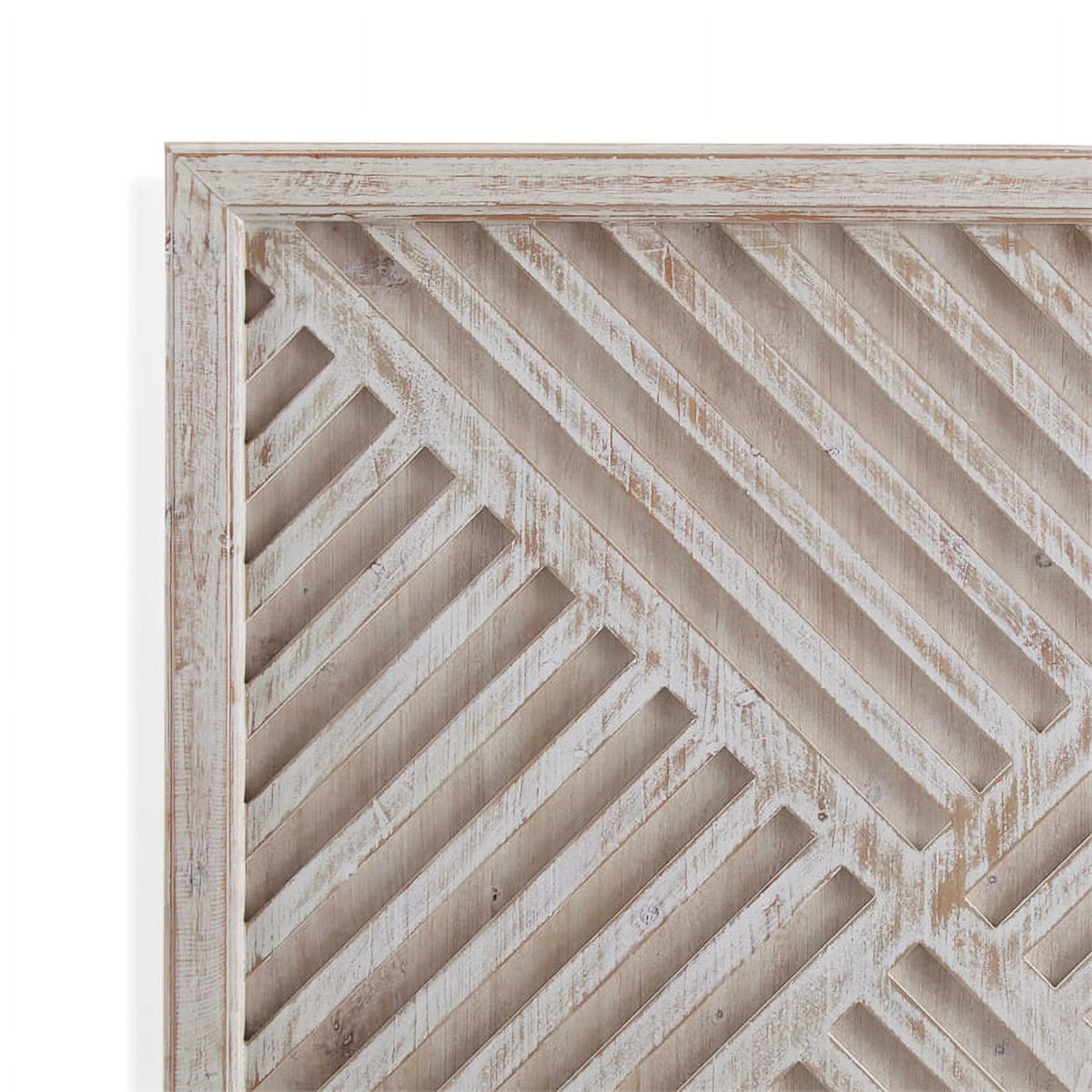 White Washed Fretwork Wood Wall Panel Artwork L104685