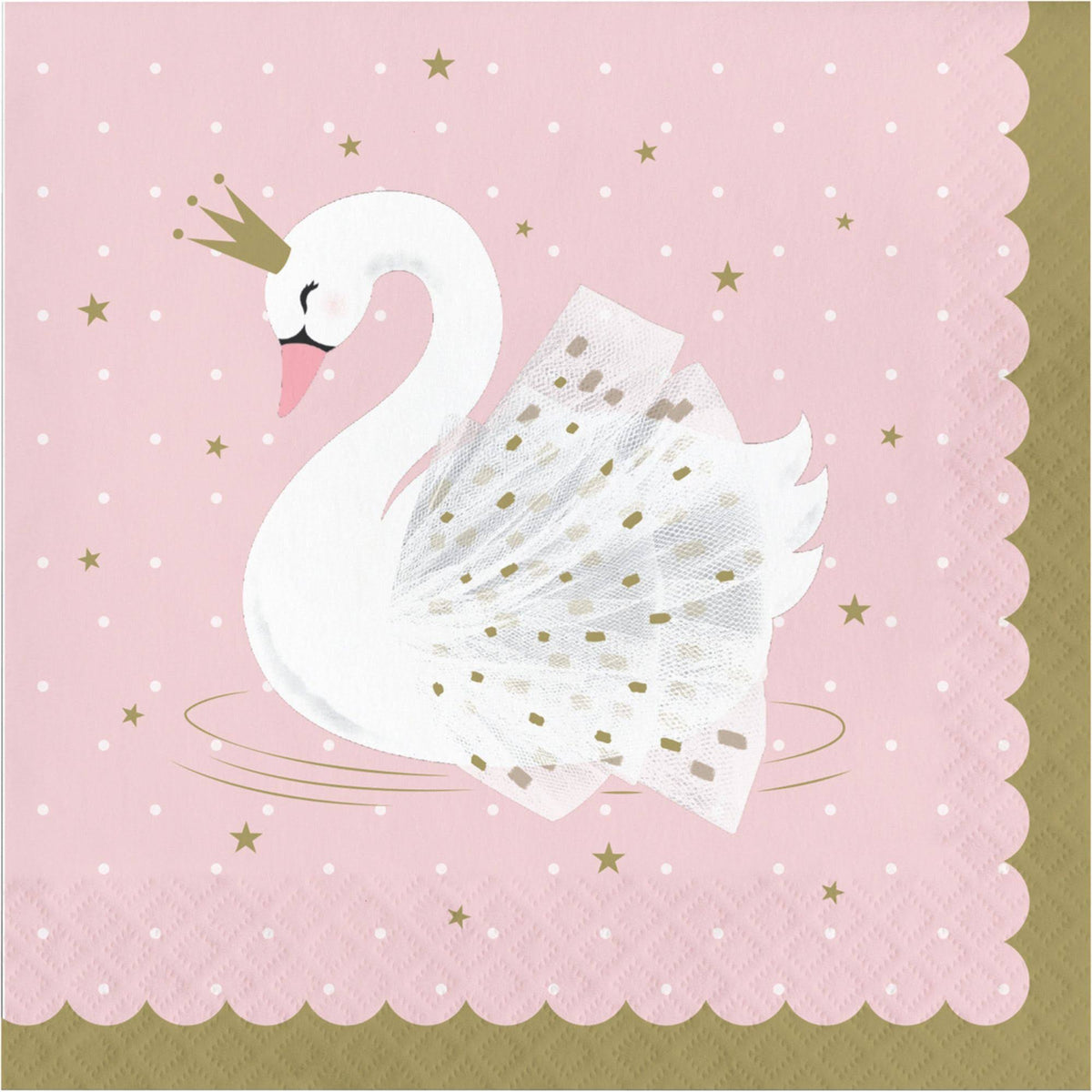 White and Pink Swan 2-Ply Luncheon Napkins A2551