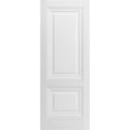 Solid French Double Doors 64 x 96 inches Light Grey Oak with Frosted Glass Wood Solid Panel Frame Trims Closet Bedroom Sturdy Doors N481472