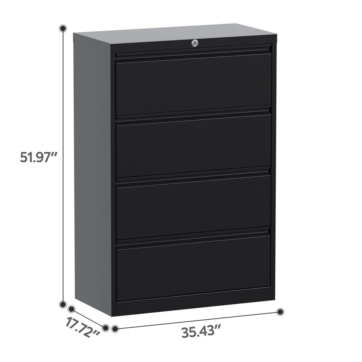 4 Drawer Black File Cabinet with Lock C269140