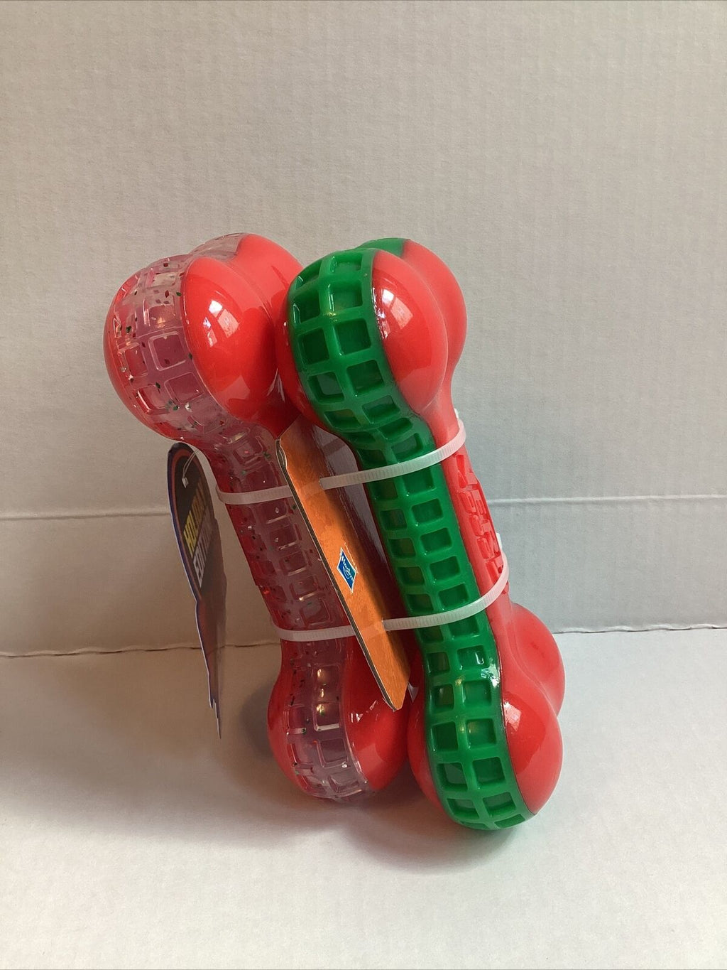 2-Pack Squeak Dog Toy Red/Green Q437