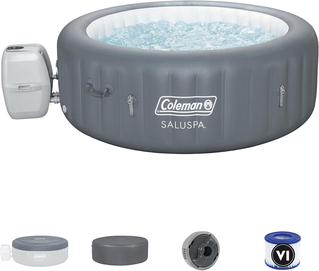 4 to 6 Person Inflatable Hot Tub with 140 AirJets and Insulated Cover Q371517