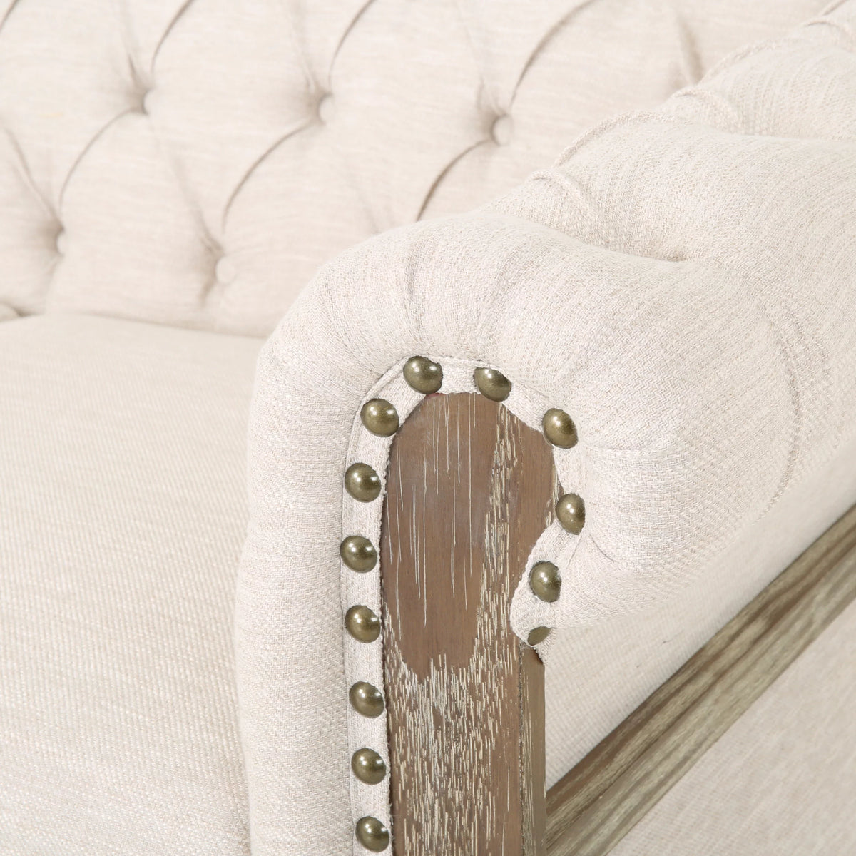Beige Fabric Tufted 3 Seater Sofa V259793