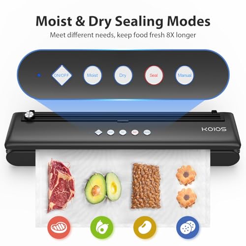 Compact Food Sealer with Cutter, Dry & Moist Modes, 10 Sealing Bags & Air Suction Hose E791