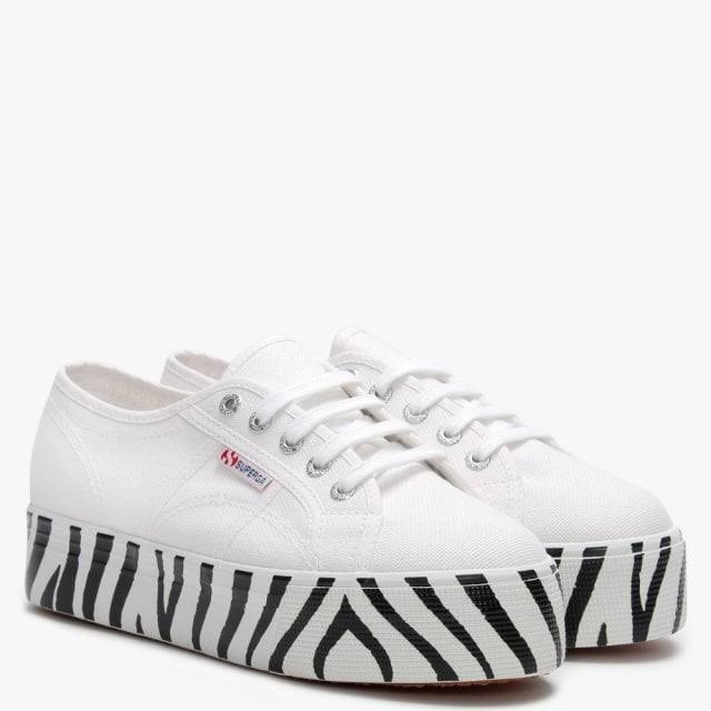 White Canvas Flatform Trainers L297