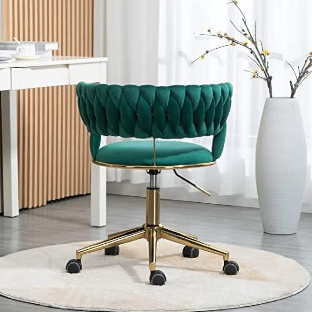 Velvet Swivel Office Chair with Gold Base Q805771