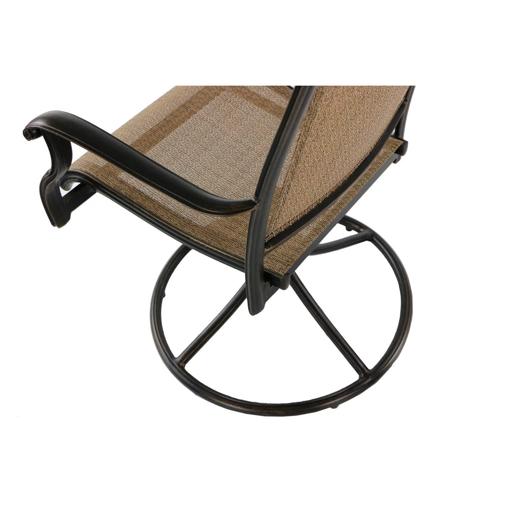 9-Piece Outdoor Dining Set with Swivel Rockers and Glass-Top Table O975