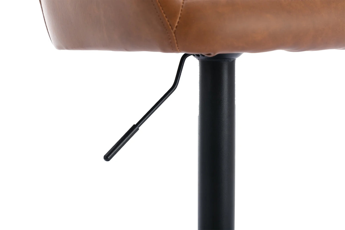 Brown Faux Leather Adjustable Swivel Bar Stool Set of 2 Z97728