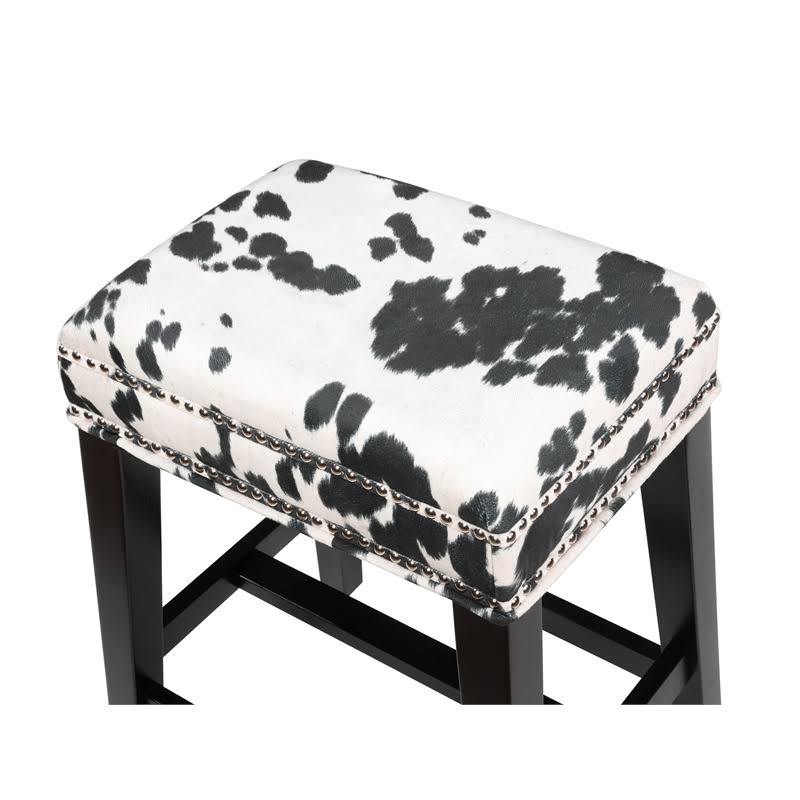 Black Wood Cow Print Bar Stool N86083