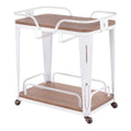 Vintage White Metal Bar Cart with Brown Bamboo V87798