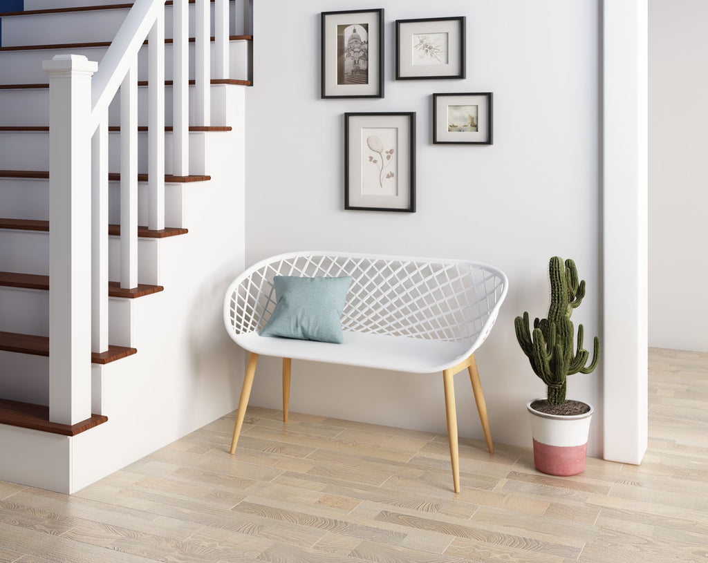 Kurv Bench White and Natural E1487