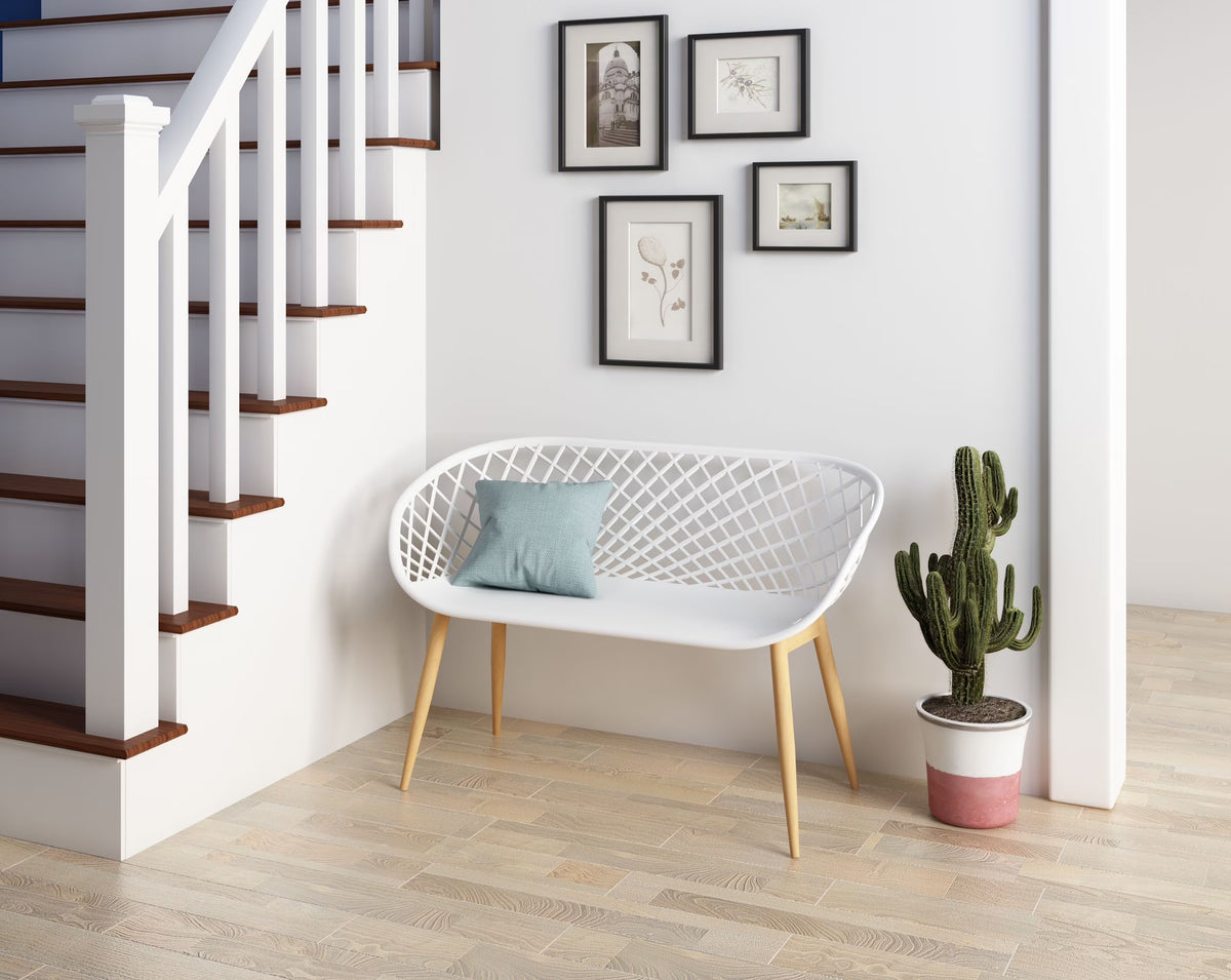 Kurv Bench White and Natural E1487