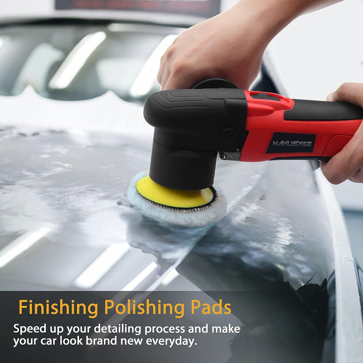 3-Inch Dual Action Car Polisher with 4 Foam and 1 Wool Pads W55069
