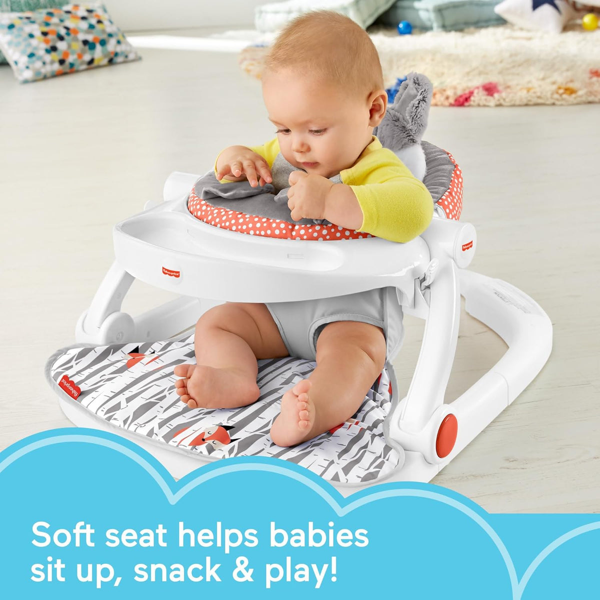 Portable Baby Floor Seat with Snack Tray and Toy Bar B124375