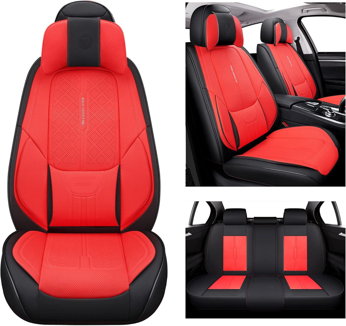 Leather Car Seat Covers Universal Fit Set Z21835