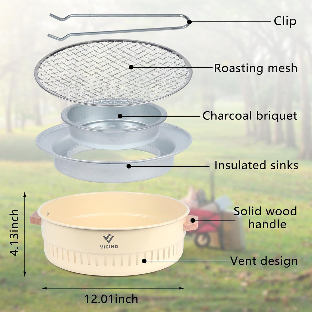 14inch Stainless Steel Charcoal Barbecue Grill with Folding Legs N49638