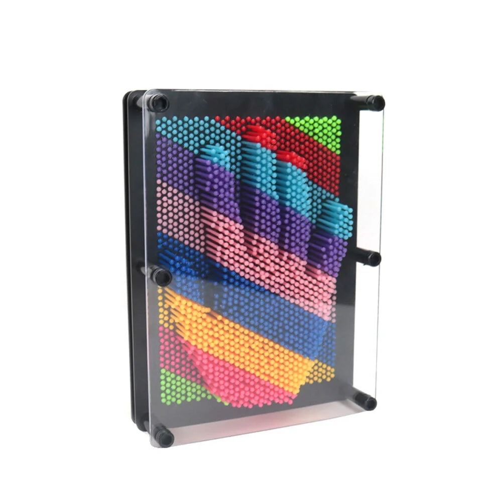 Plastic 3D Pin Art Educational Toys Square Handprint E8313