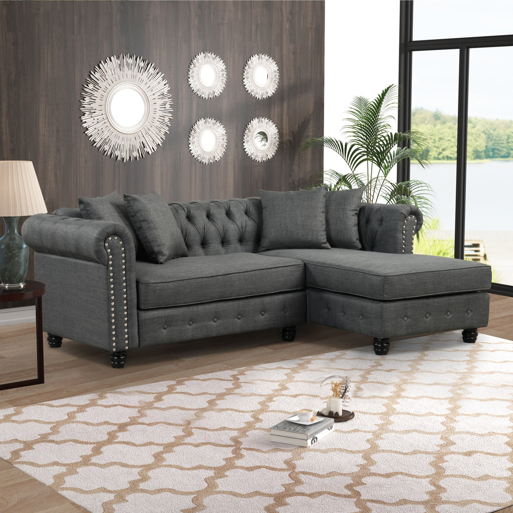 Grey Linen Chesterfield Sofa K255