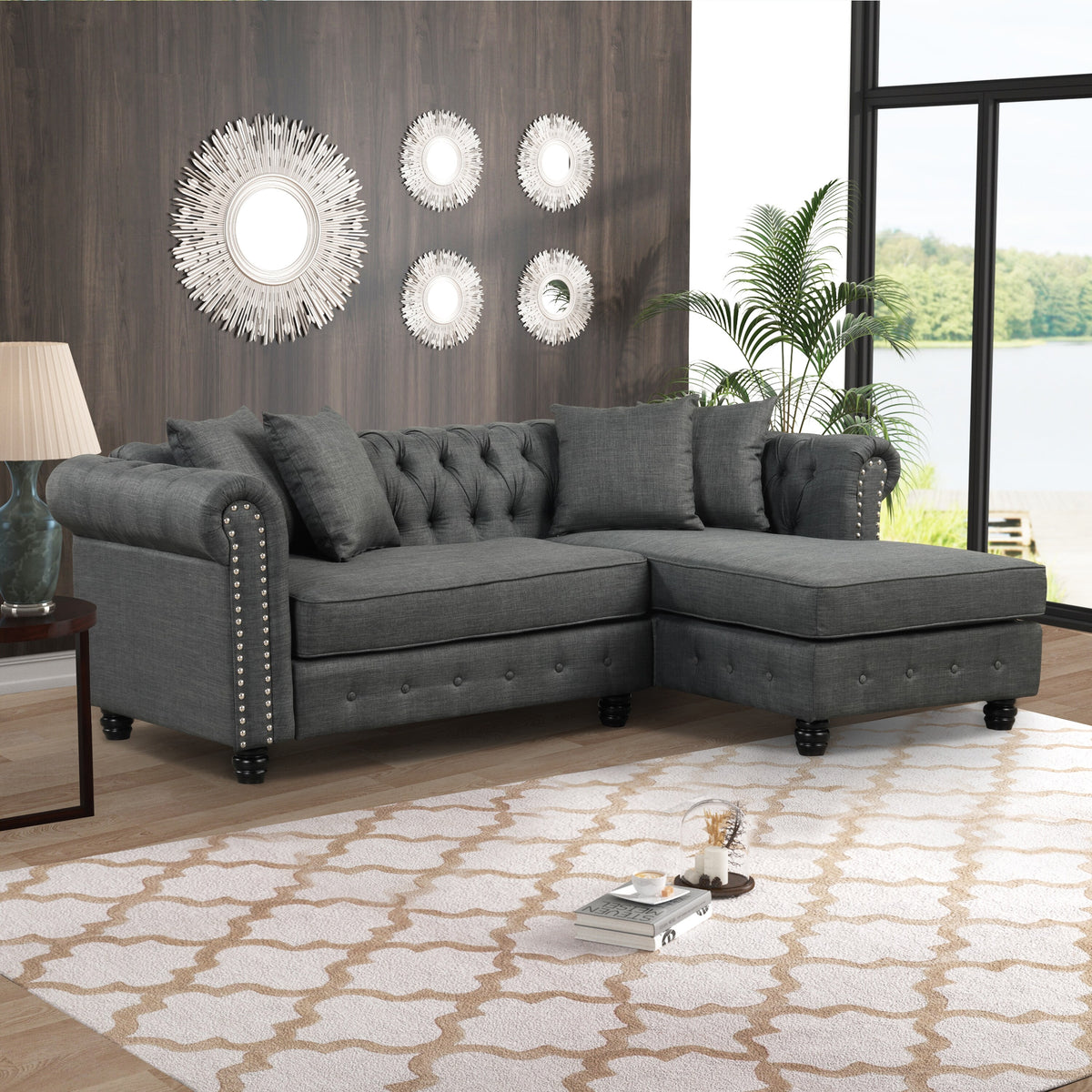 Grey Linen Chesterfield Sofa K255