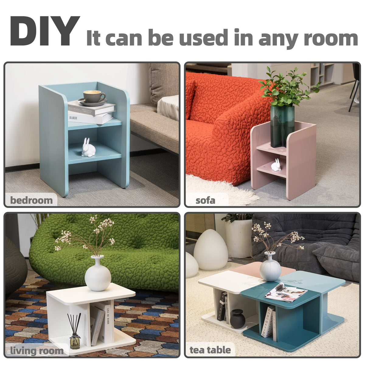 2-Tier Wood End Side Table with Storage Shelf M87872