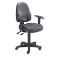 Black Leather Operator Chair with Adjustable T-Arms F924
