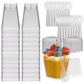 100 Pack 5.4oz Clear Dessert Cups with Lids and Spoons I3058