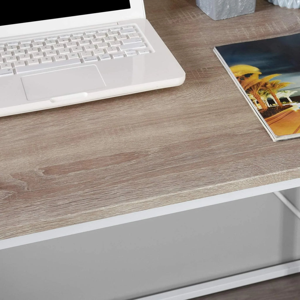 47.2 Inch Light Brown and White Computer Desk with Metal Frame I9712