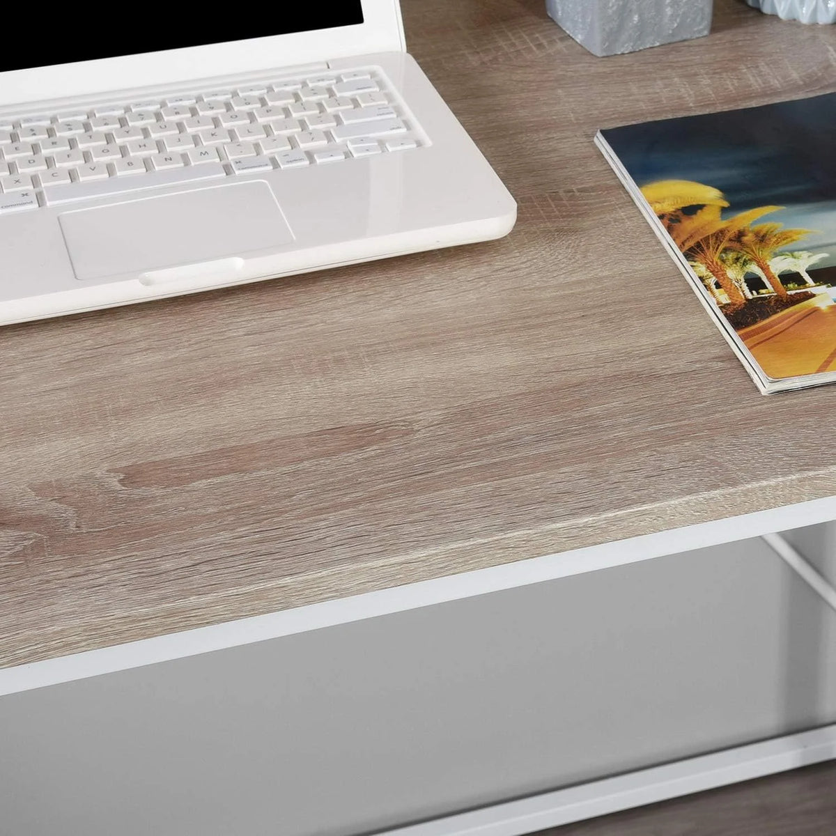 47.2 Inch Light Brown and White Computer Desk with Metal Frame I9712