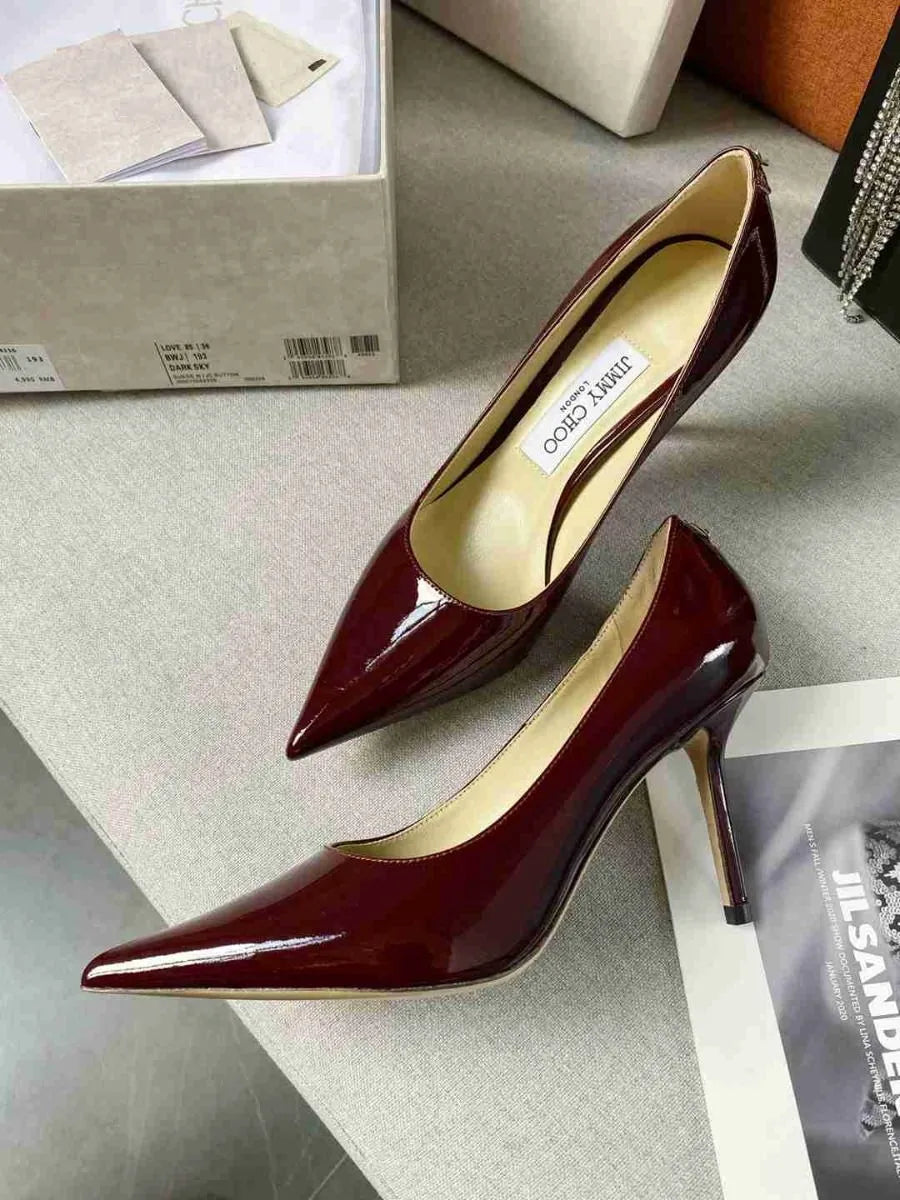 Burgundy Calf Leather Pumps B659352