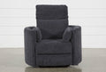Blue Fabric Power Recliner Swivel Glider Chair Y298