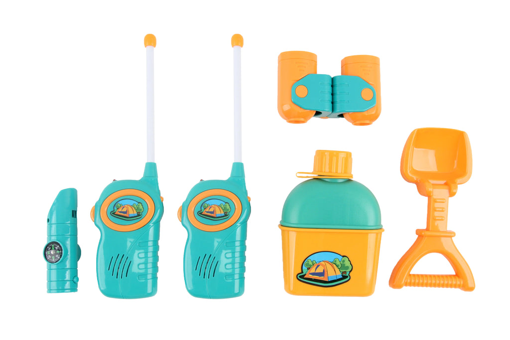 Kids Camping Tent Playset with 2 Walkie Talkies and Outdoor Toy Gear A69769