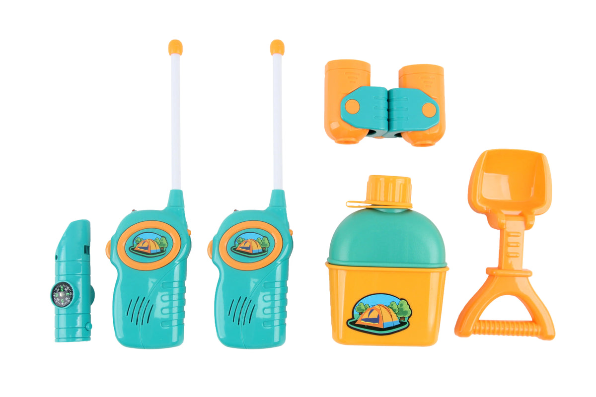 Kids Camping Tent Playset with 2 Walkie Talkies and Outdoor Toy Gear A69769