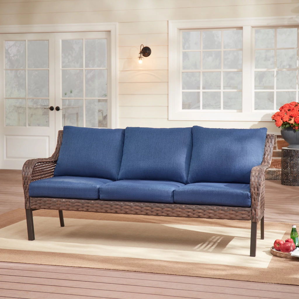 Blue Wicker Outdoor Sofa L12623