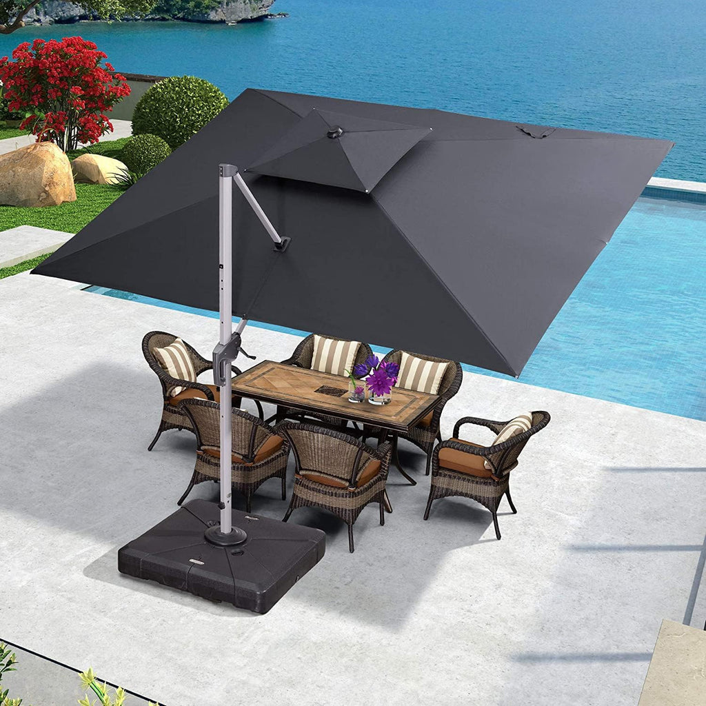 9' X 11' Navy Blue Rectangle Cantilever Patio Umbrella B3262