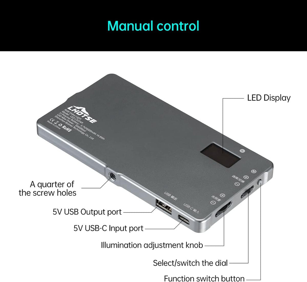 RGB Video Light Panel with Rechargeable Battery B23196