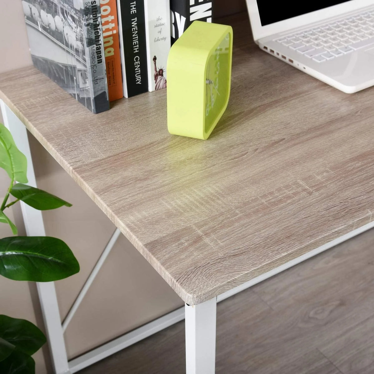 47.2 Inch Light Brown and White Computer Desk with Metal Frame I9712