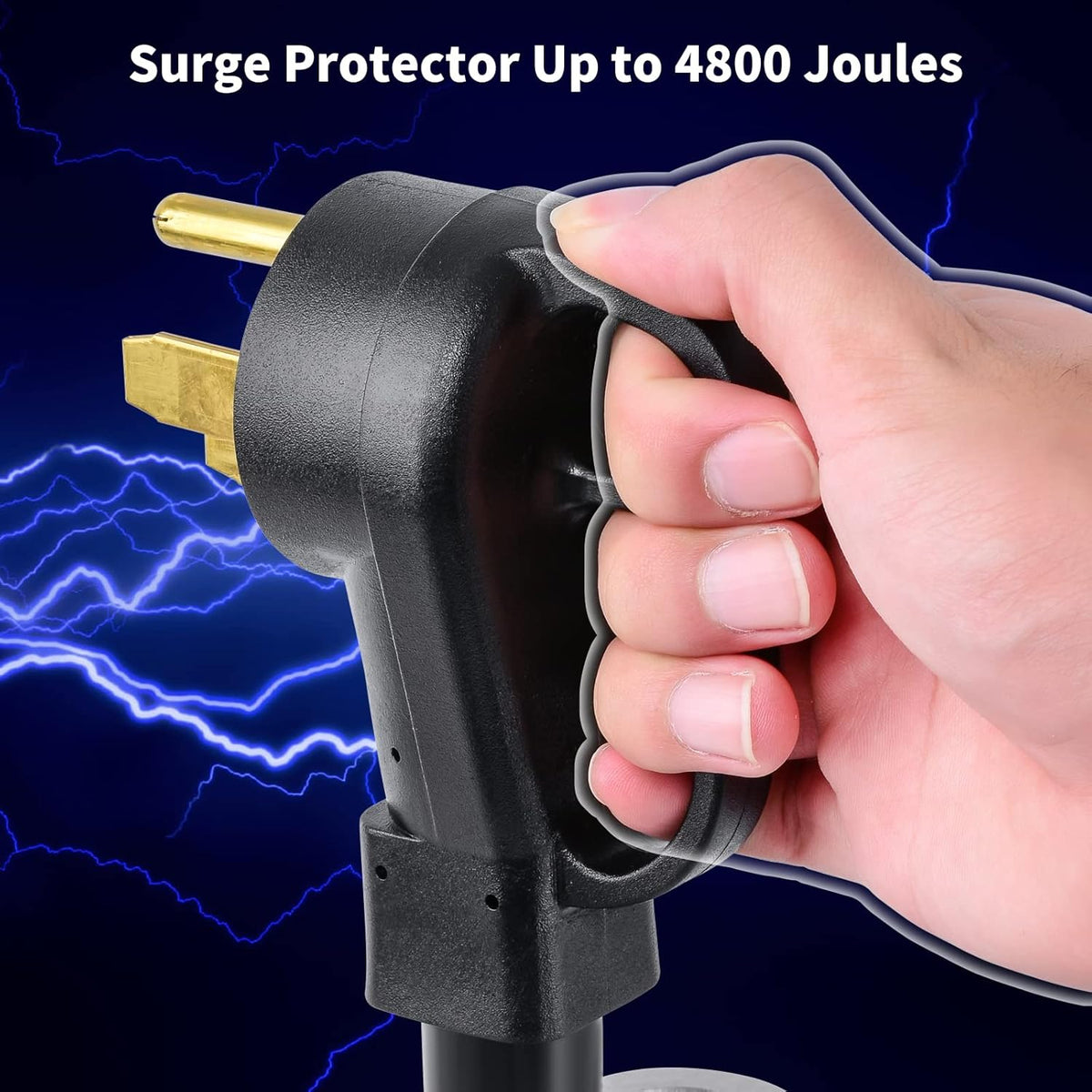 50 Amp Surge Protector with LED Indicator Light, 4800 Joules, Black Z815192
