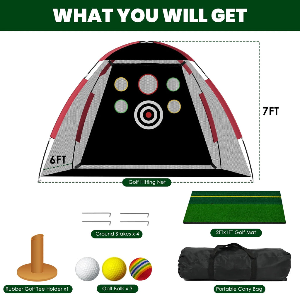 Golf Practice Net with Hitting Mat and Carry Bag T14421
