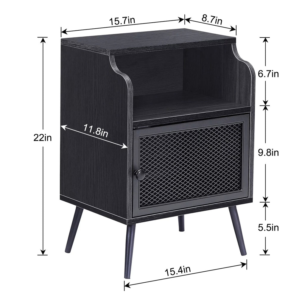 Set of 2 Black Nightstand with Storage Cabinet S843495