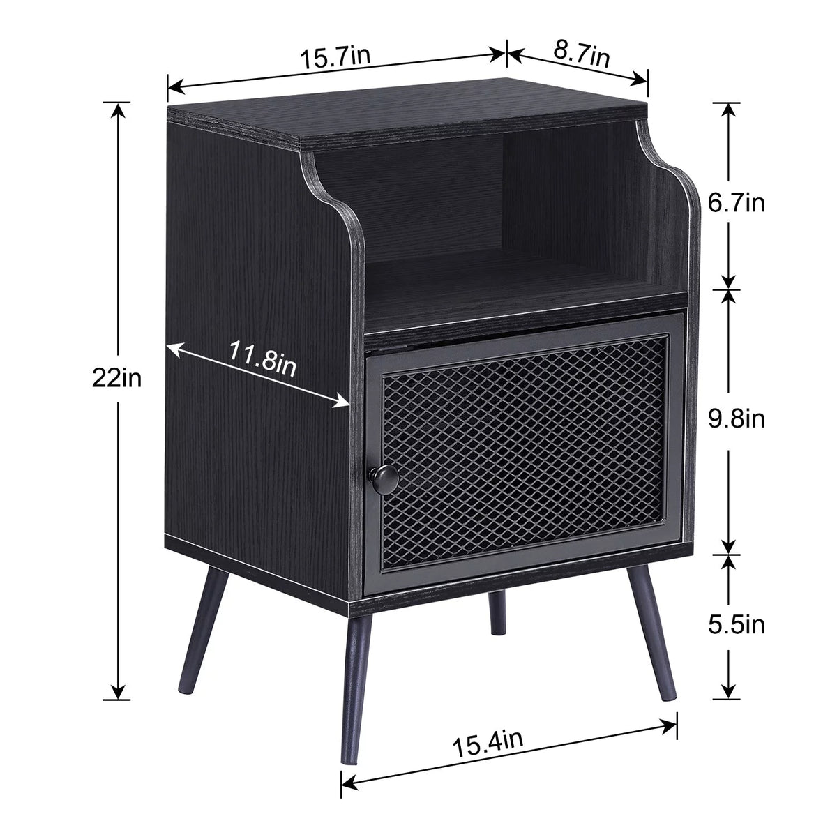 Set of 2 Black Nightstand with Storage Cabinet S843495