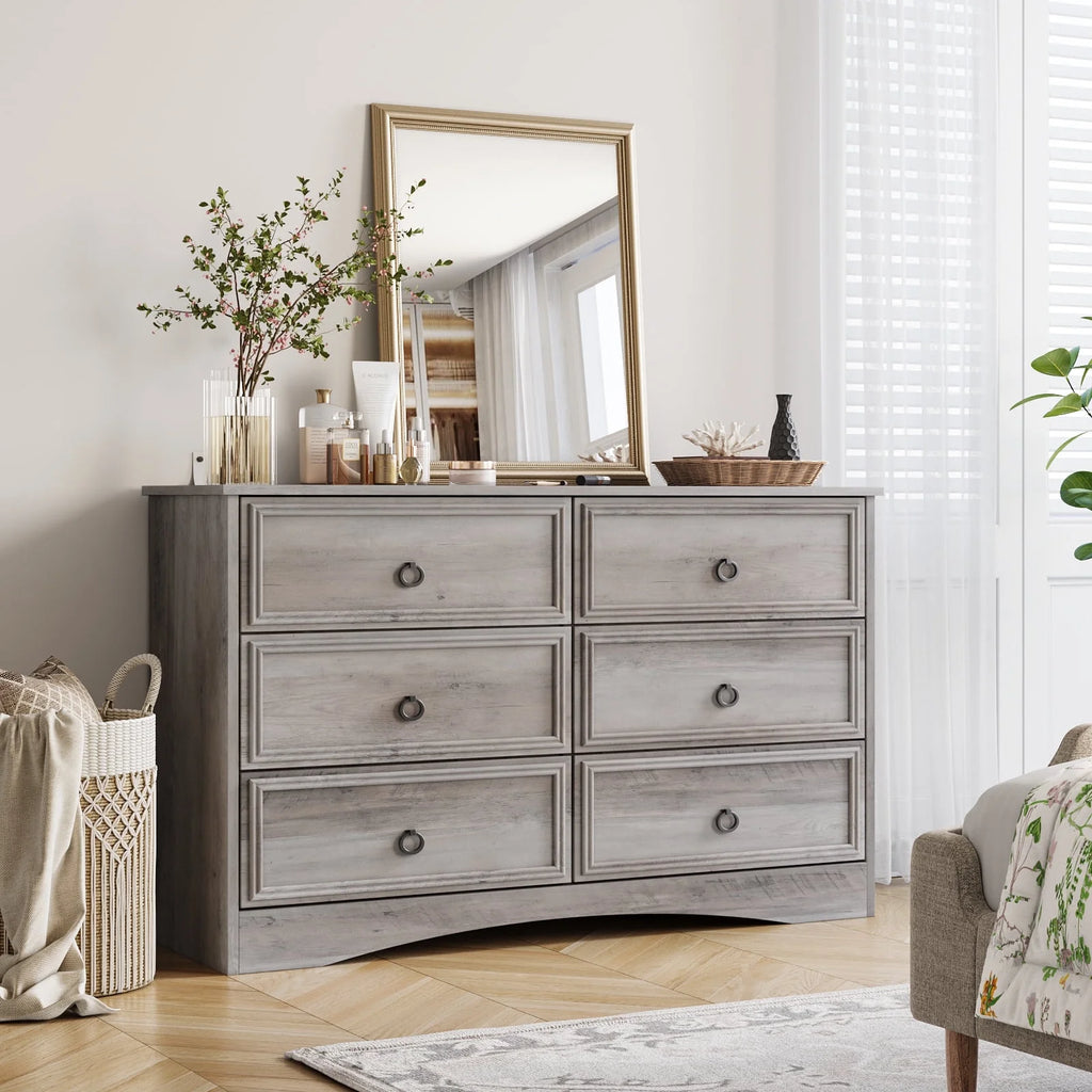 Gray 6 Drawer Wood Dresser Z613392