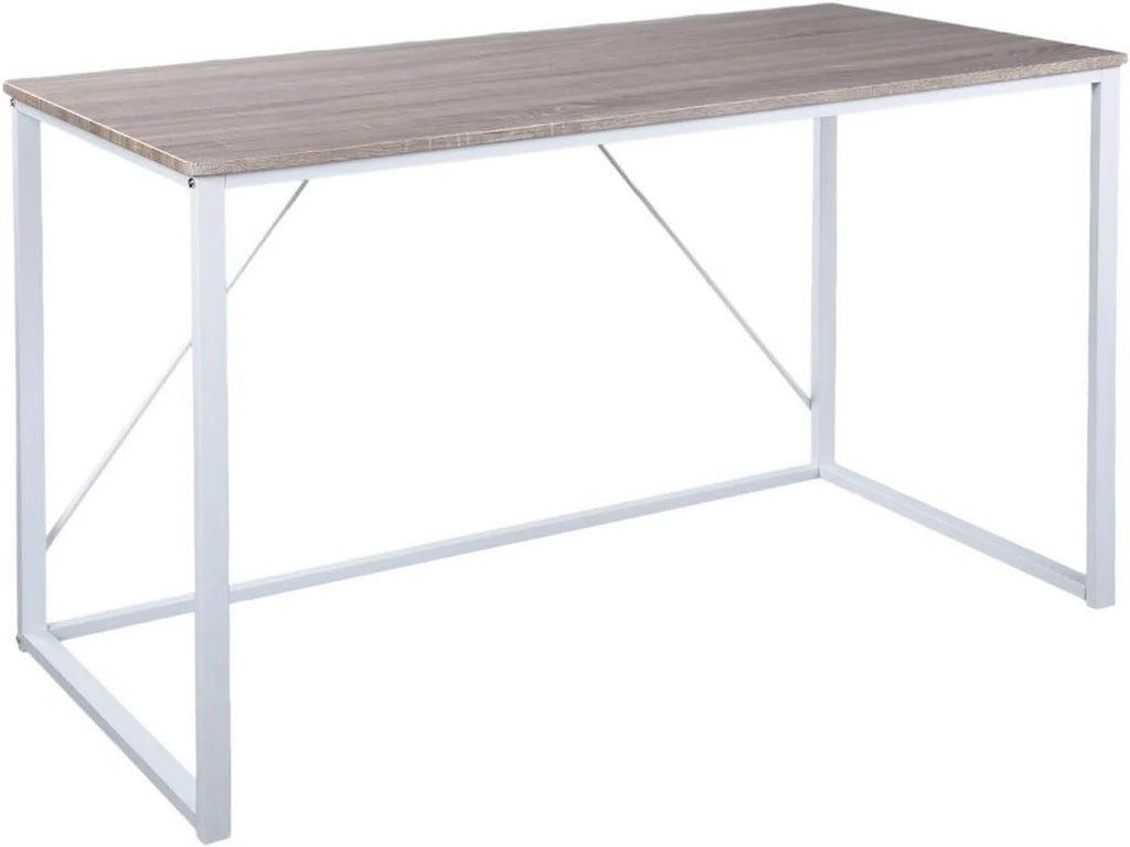 47.2 Inch Light Brown and White Computer Desk with Metal Frame I9712