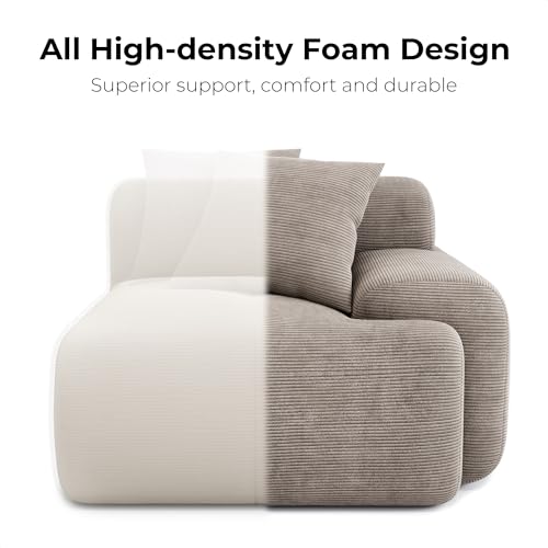 Green Corduroy L-Shaped Sectional Sofa with Ottoman T828920