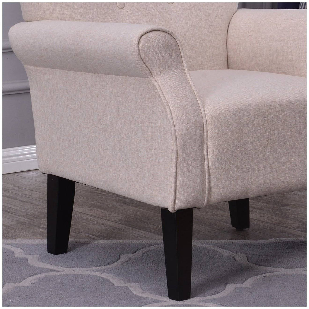 Beige Linen Wingback Accent Chair F6267