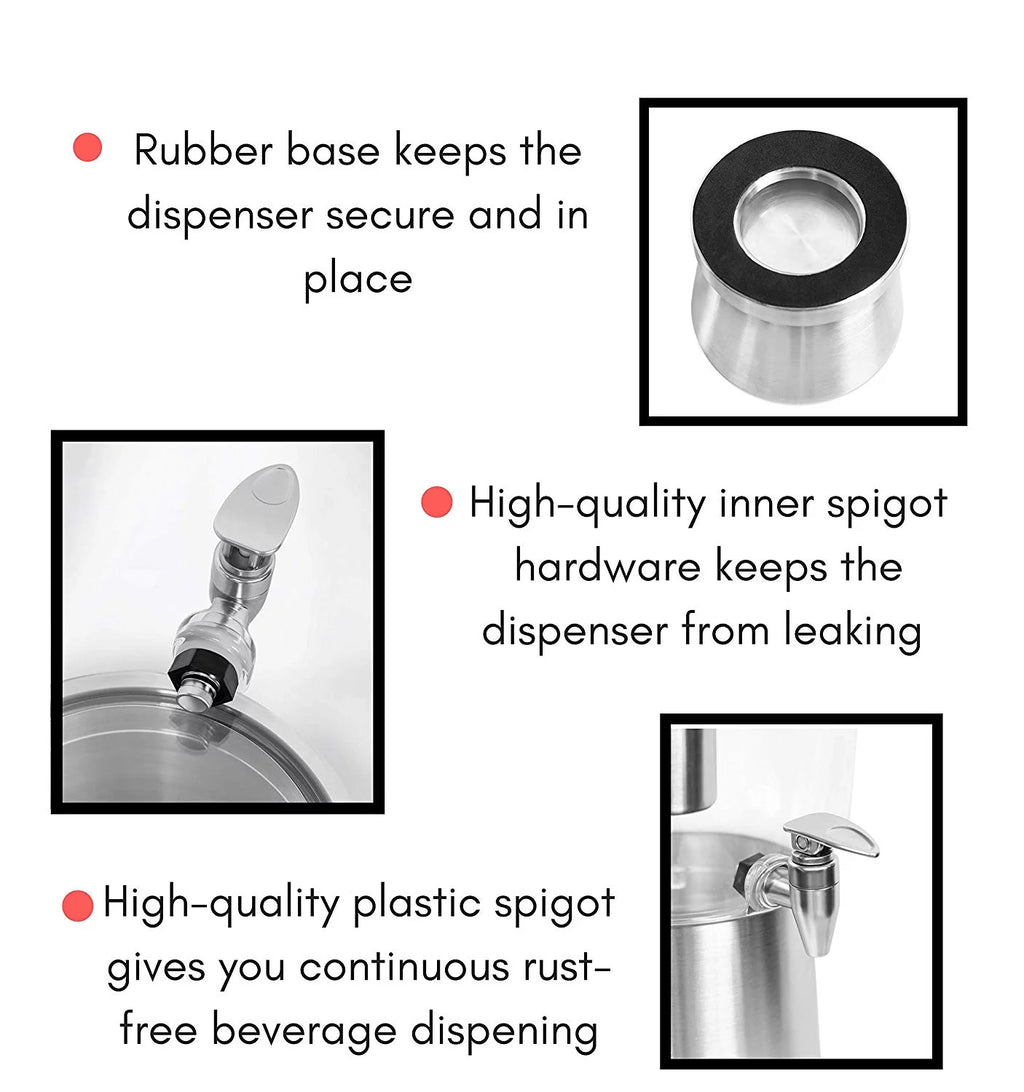 1.5 Gallon Stainless Steel Beverage Dispenser with Ice Container, Stand & Spigot A82966